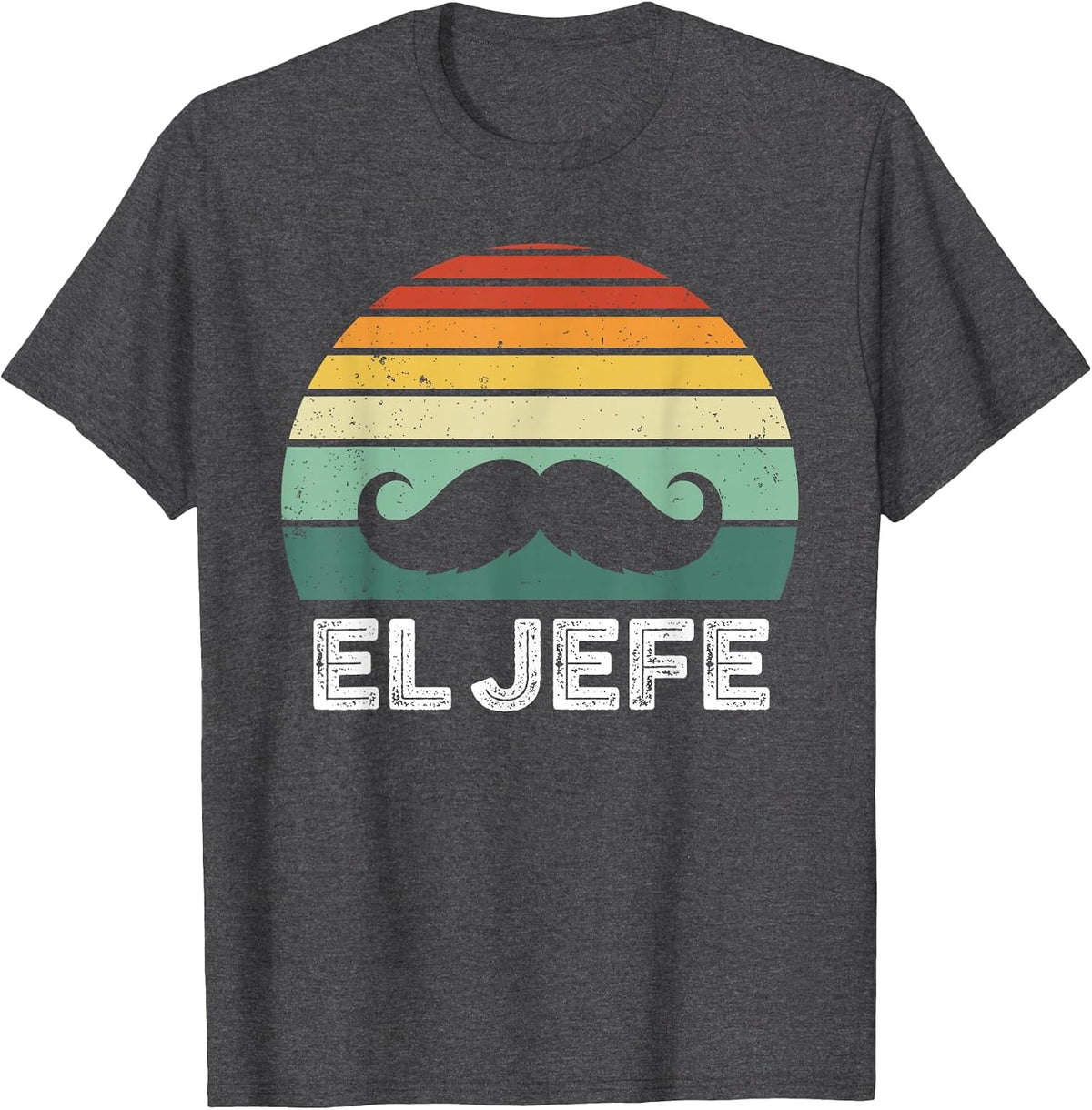 Retro Vintage El Jefe Mustache T-Shirt - Dark Heather Grey