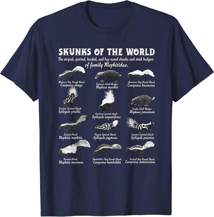 Skunk Tail Skunks of The World Mephitidae Skunk Whisperer T-Shirt - Navy Blue