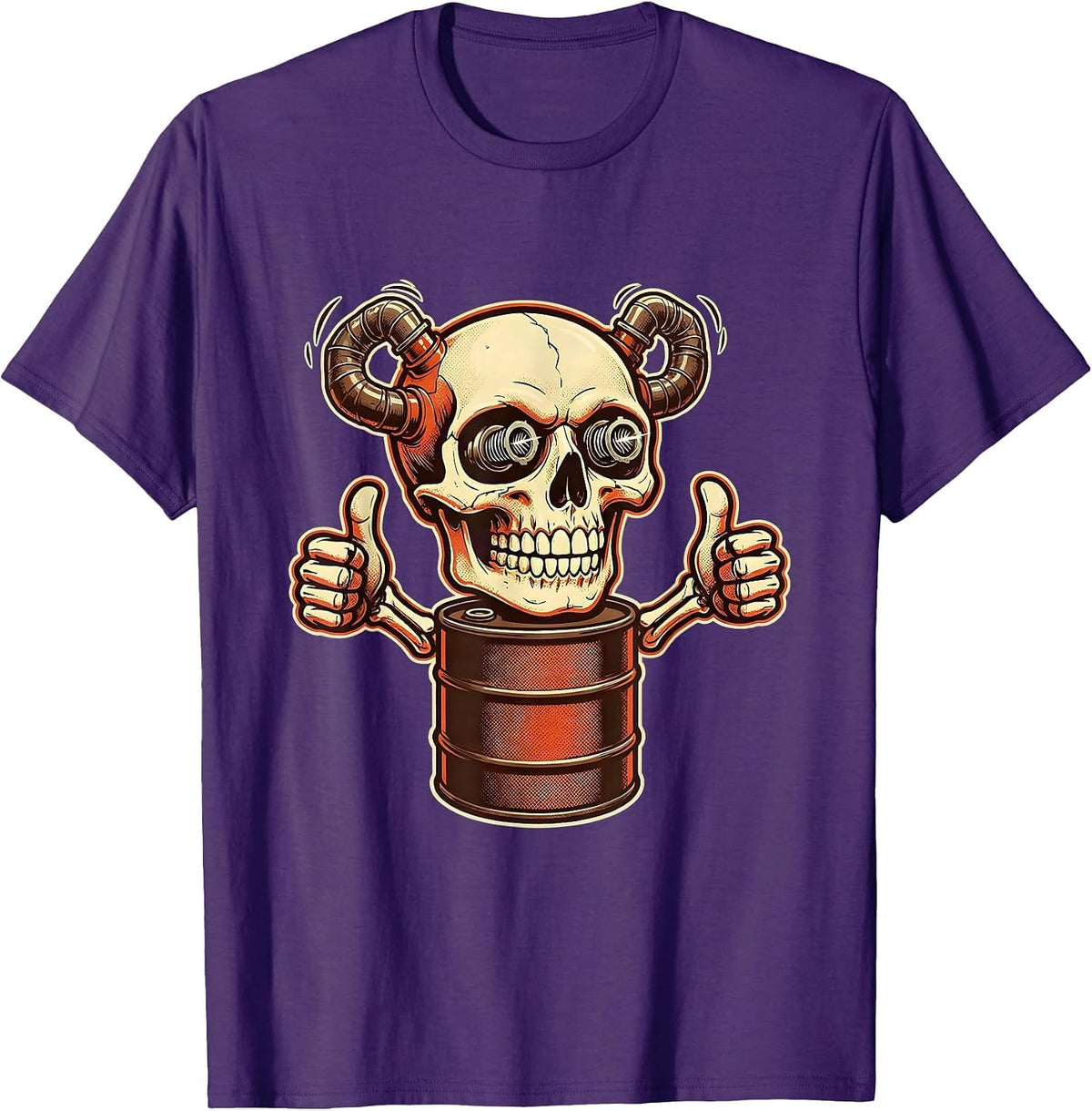 Skull Spark Plug Eyes Exhaust Pipe Mechanic Design T-Shirt - Purple