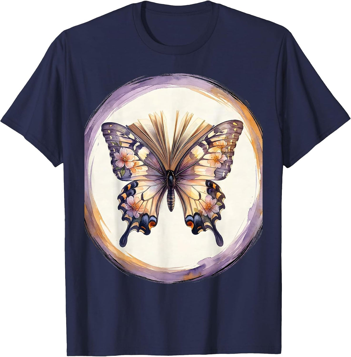 Special Education Teacher Butterfly Book Design T-Shirt - Navy Blue
