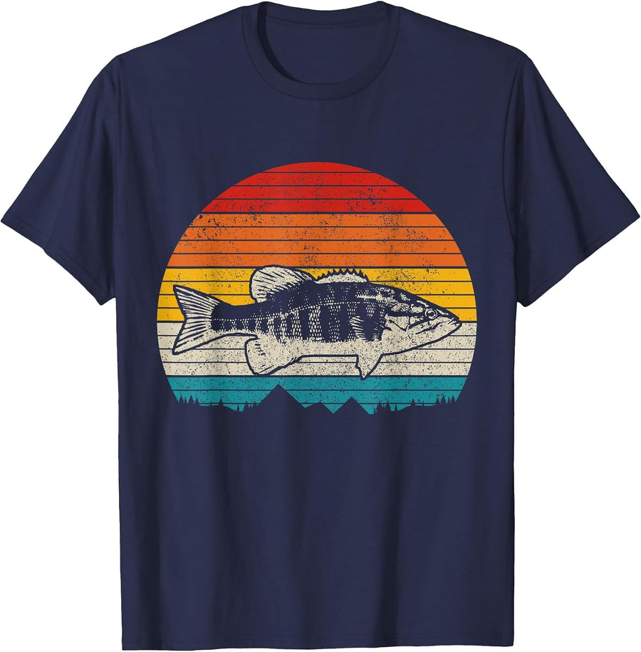 Smallmouth Bass Vintage Bass Fishing Men Fisherman T-Shirt - Navy Blue