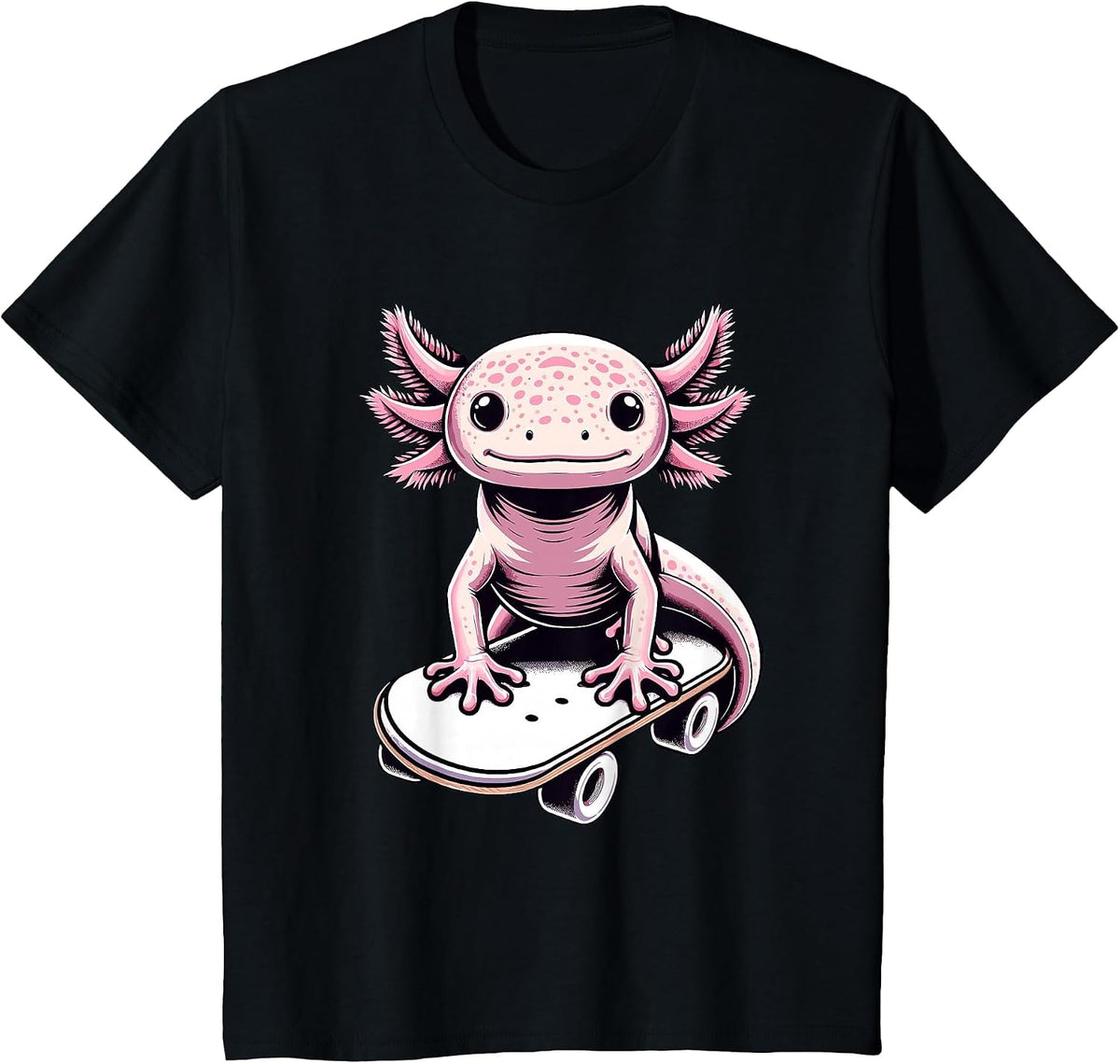 Skateboarding Axolotl Skater Skateboarder for Men Women T-Shirt - Black