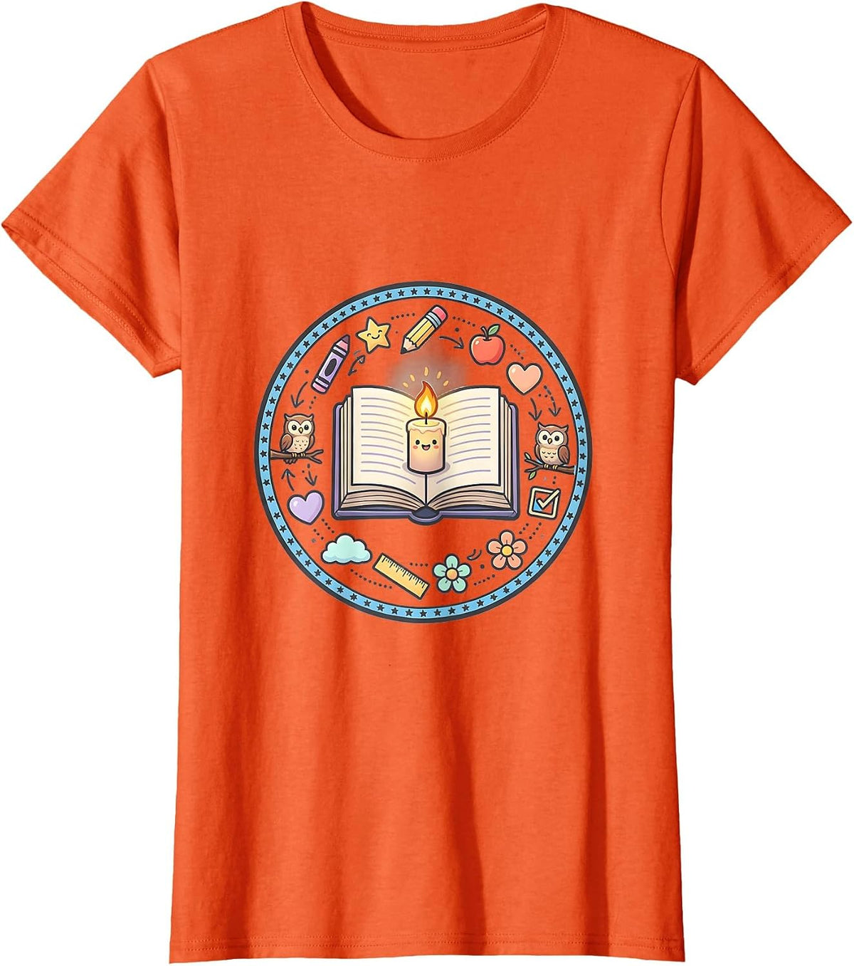 Special Education Teacher Candle Storybook Graphic T-Shirt - Orange