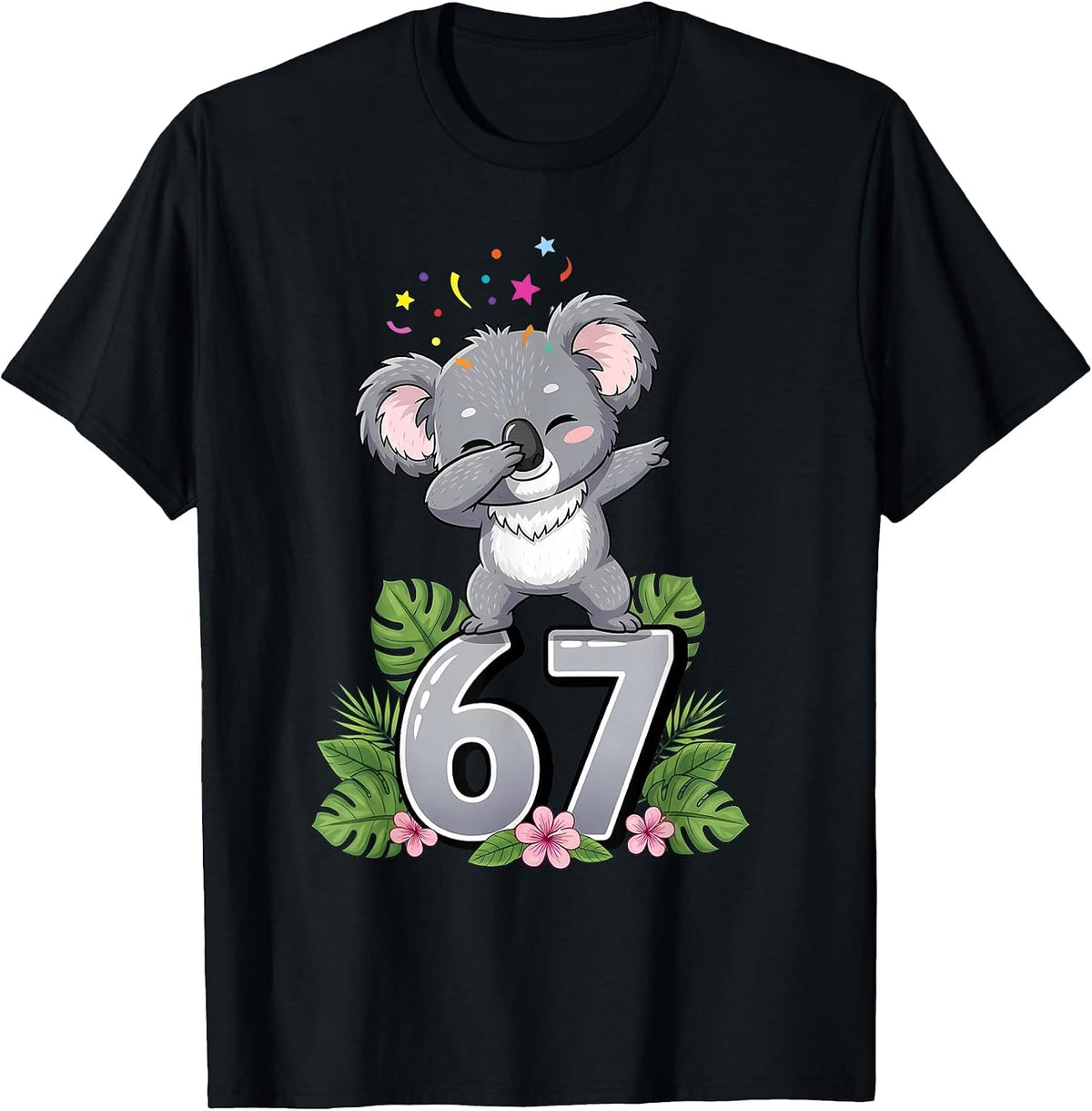 Six Seven Meme Dabbing Baby Koala 67 Funny Gen Z Apha T-Shirt - Black