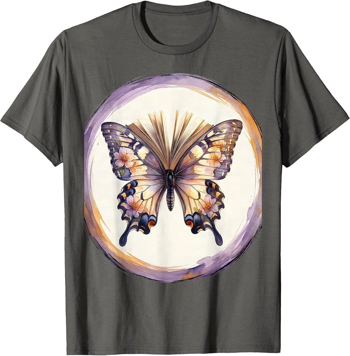 Special Education Teacher Butterfly Book Design T-Shirt - Asphalt Grey