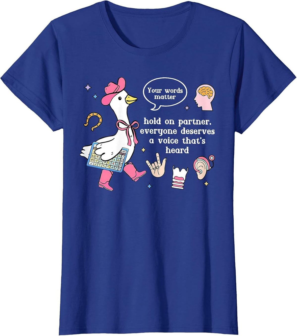 Silly Goose Speech Therapist Retro SLP OT PT Team Therapist T-Shirt - Royal Blue