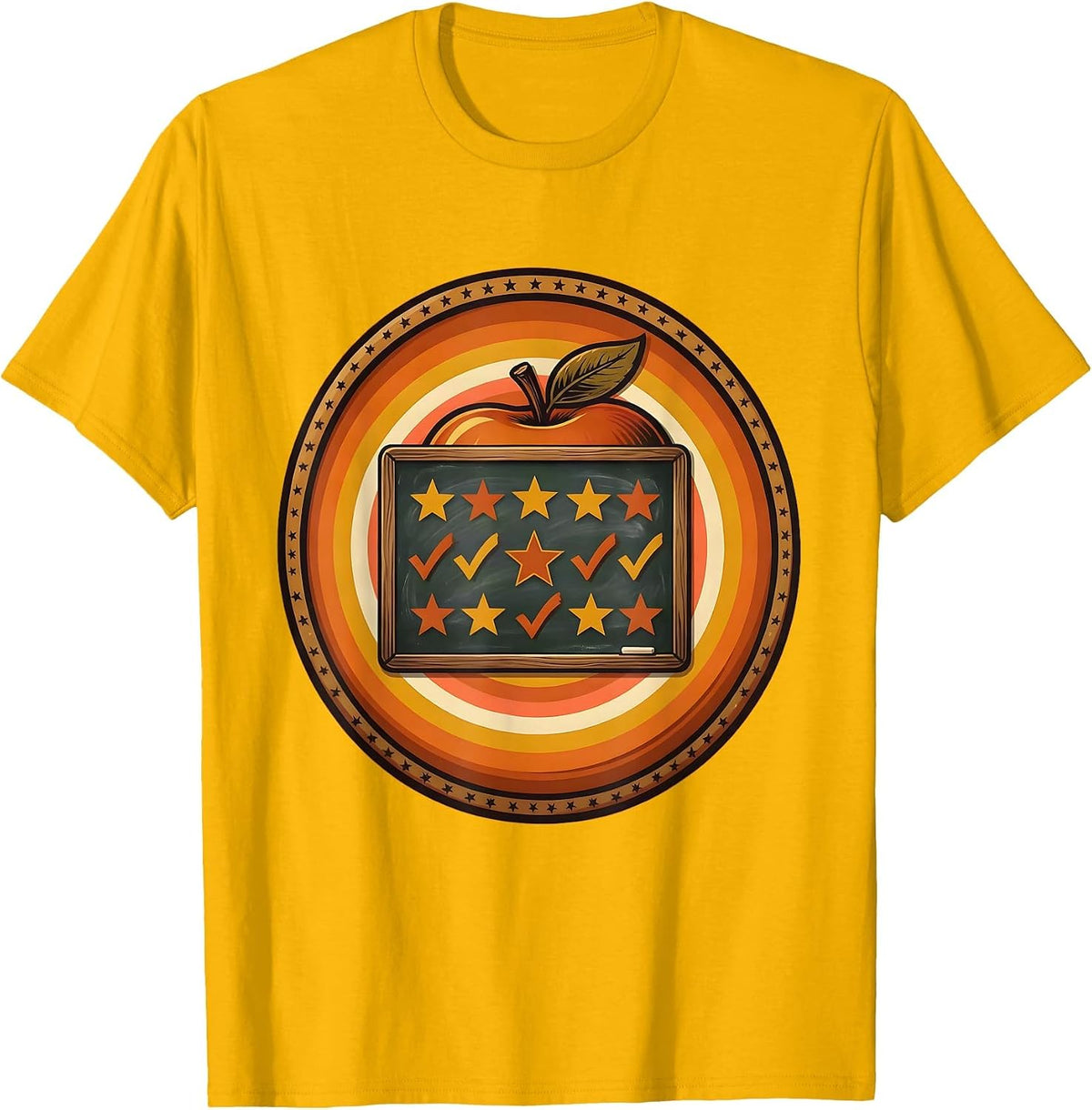 Special Education Teacher Chalkboard Stars Design T-Shirt - Golden Yellow