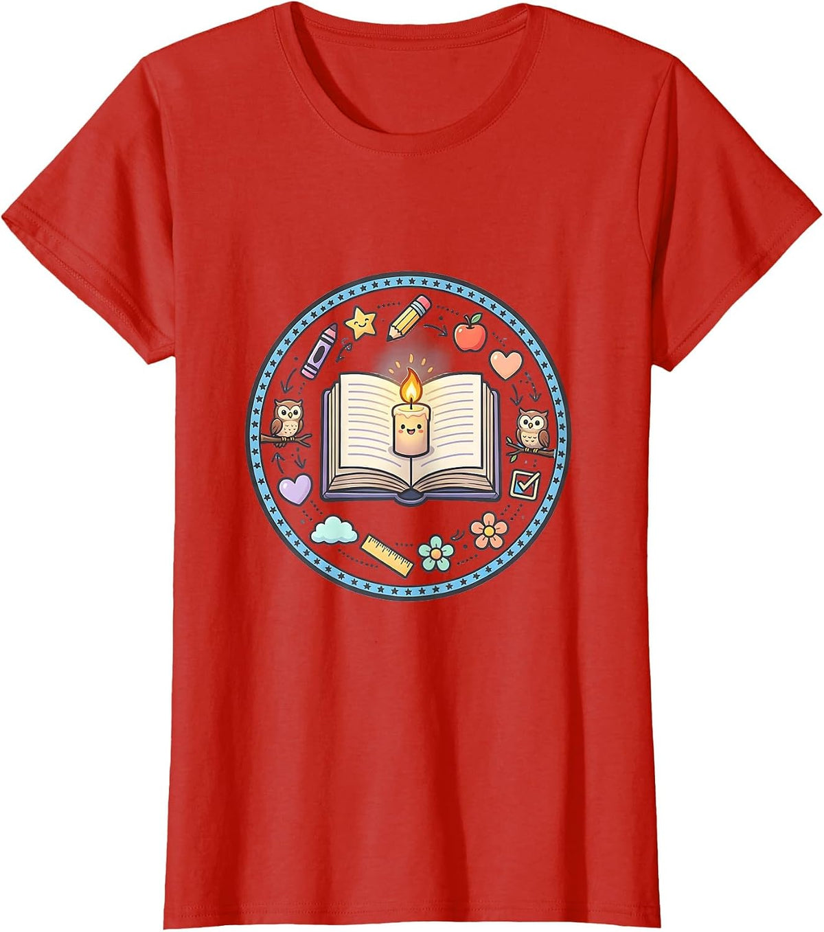 Special Education Teacher Candle Storybook Graphic T-Shirt - Red