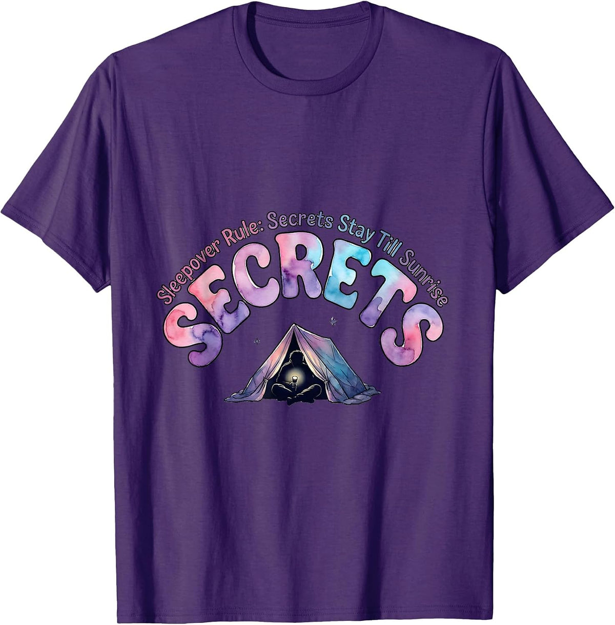 Sleepover Rule: Secrets Stay Till Sunrise Matching Group T-Shirt - Purple