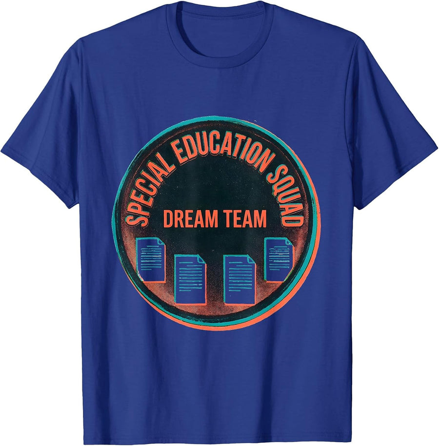 Special Education Squad Dream Team Risograph Teacher T-Shirt - Royal Blue
