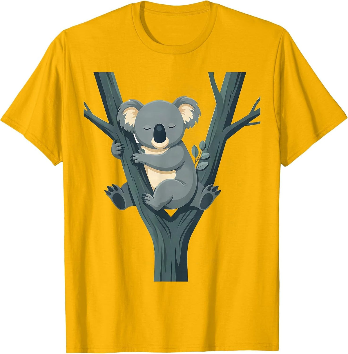 Sleeping Koala Cute Animal Lover Humor T-Shirt - Golden Yellow
