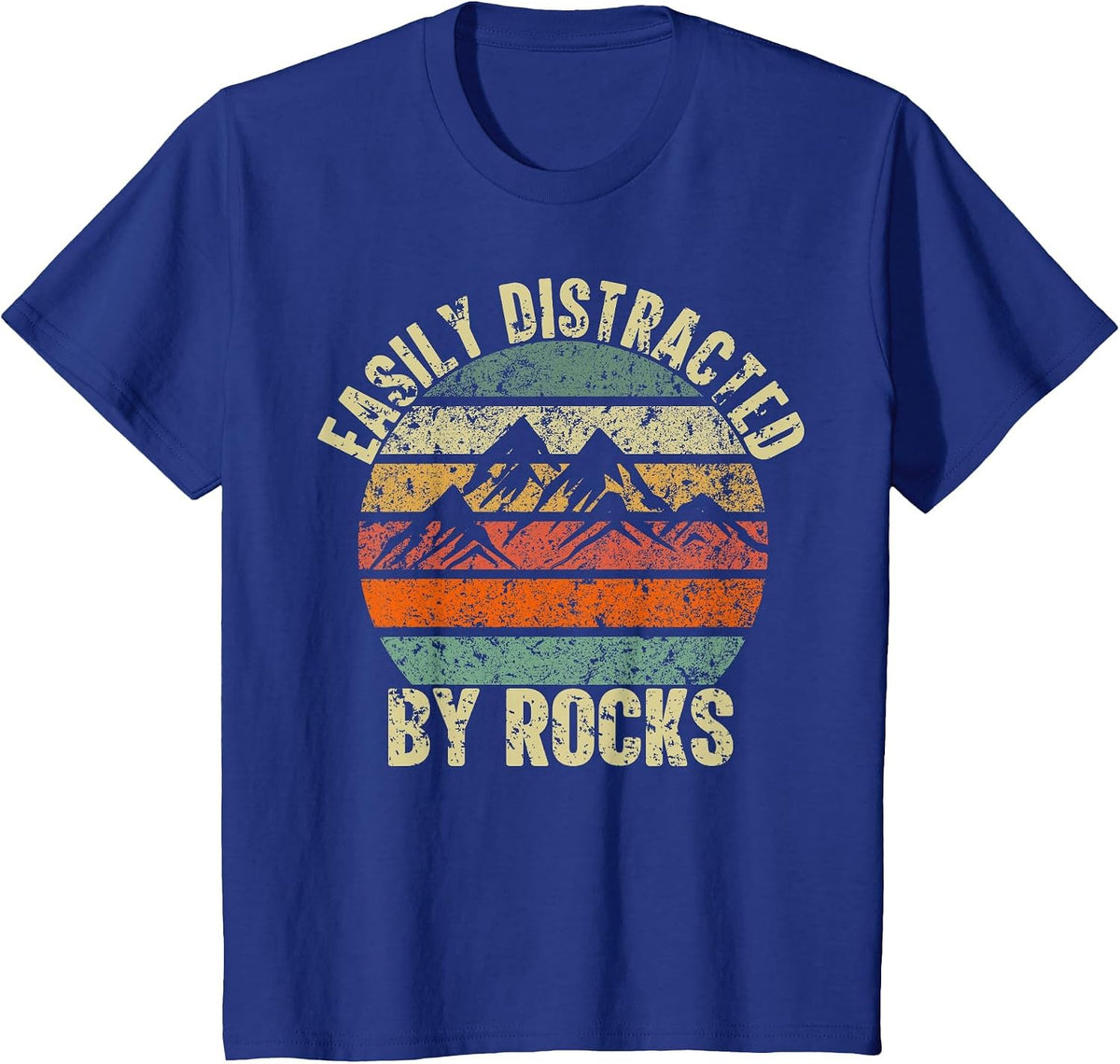 Slightly Distracted by Rocks Collector Lover Geologist Vintage T-Shirt - Royal Blue