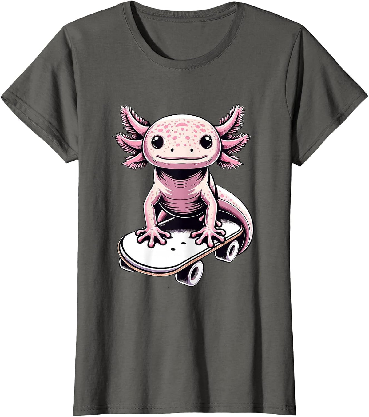 Skateboarding Axolotl Skater Skateboarder for Men Women T-Shirt - Asphalt Grey