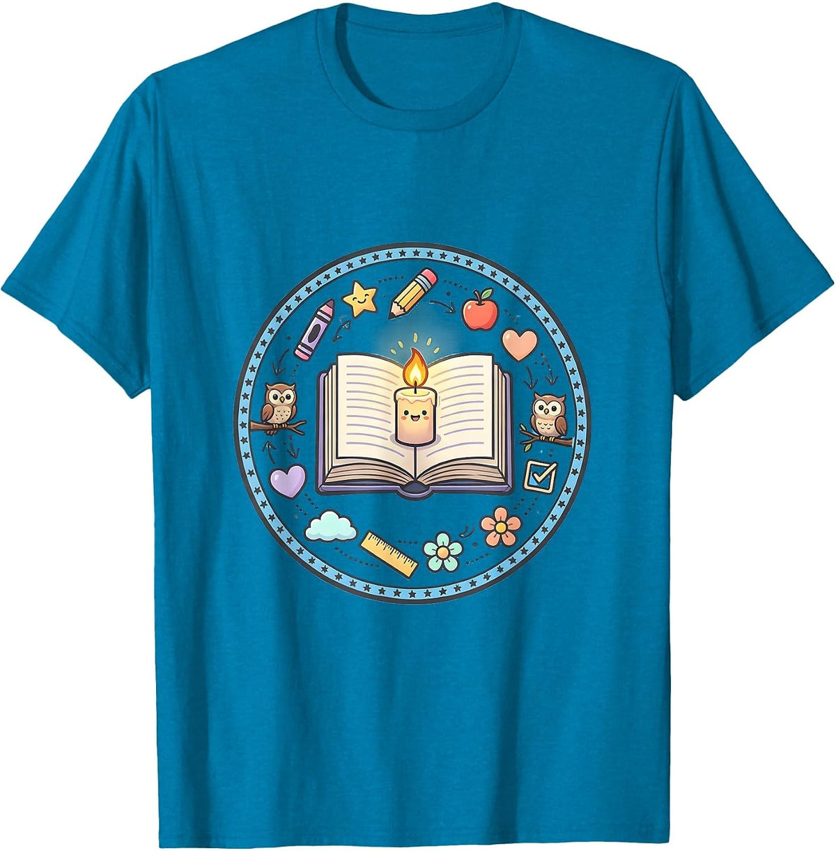 Special Education Teacher Candle Storybook Graphic T-Shirt - Sapphire Blue