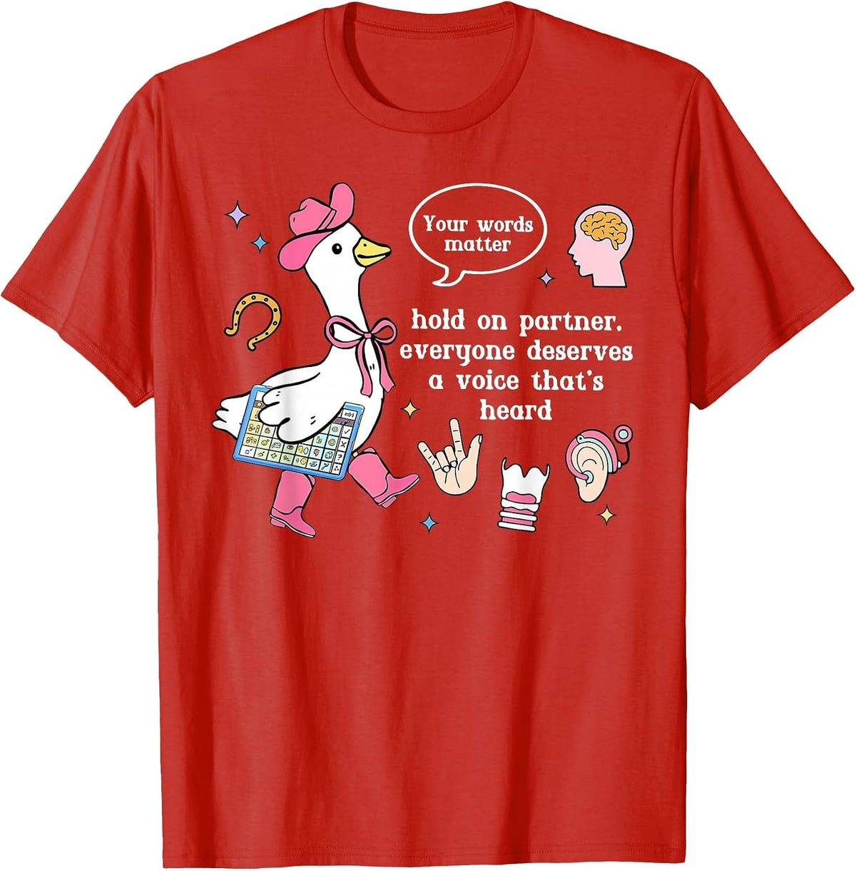 Silly Goose Speech Therapist Retro SLP OT PT Team Therapist T-Shirt - Red