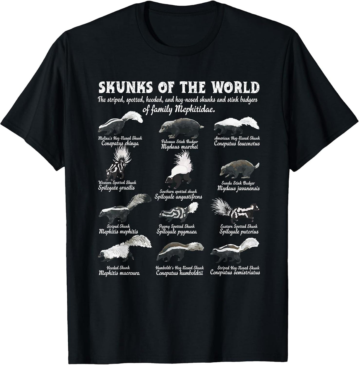 Skunk Tail Skunks of The World Mephitidae Skunk Whisperer T-Shirt - Black