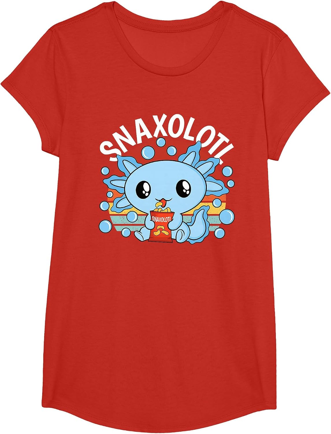Snaxolotl Funny Snacking Kawaii Axolotl Men Women Kids T-Shirt - Girls Red