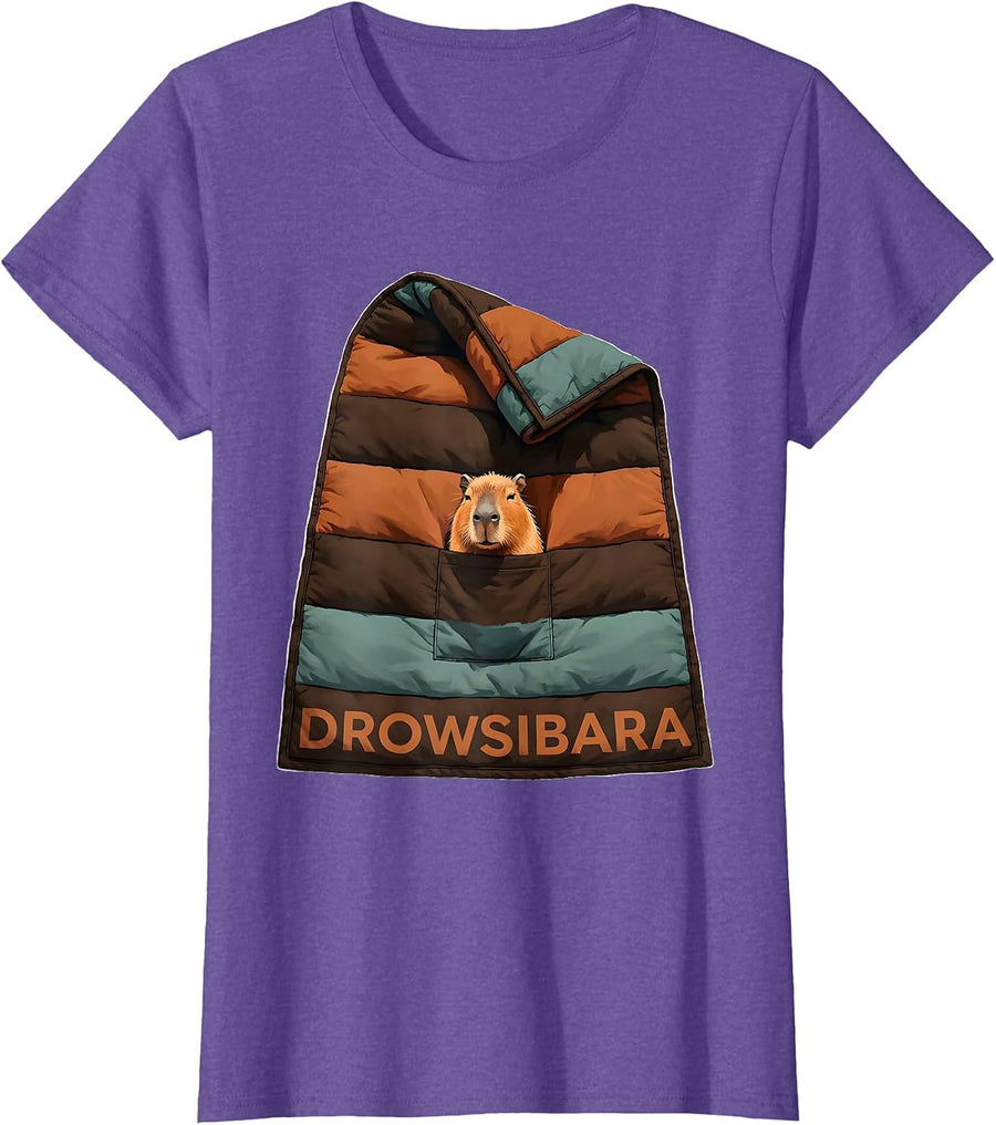 Drowsibara Cute Capybara Sleep Humor Pajama Lover T-Shirt - Purple Heather