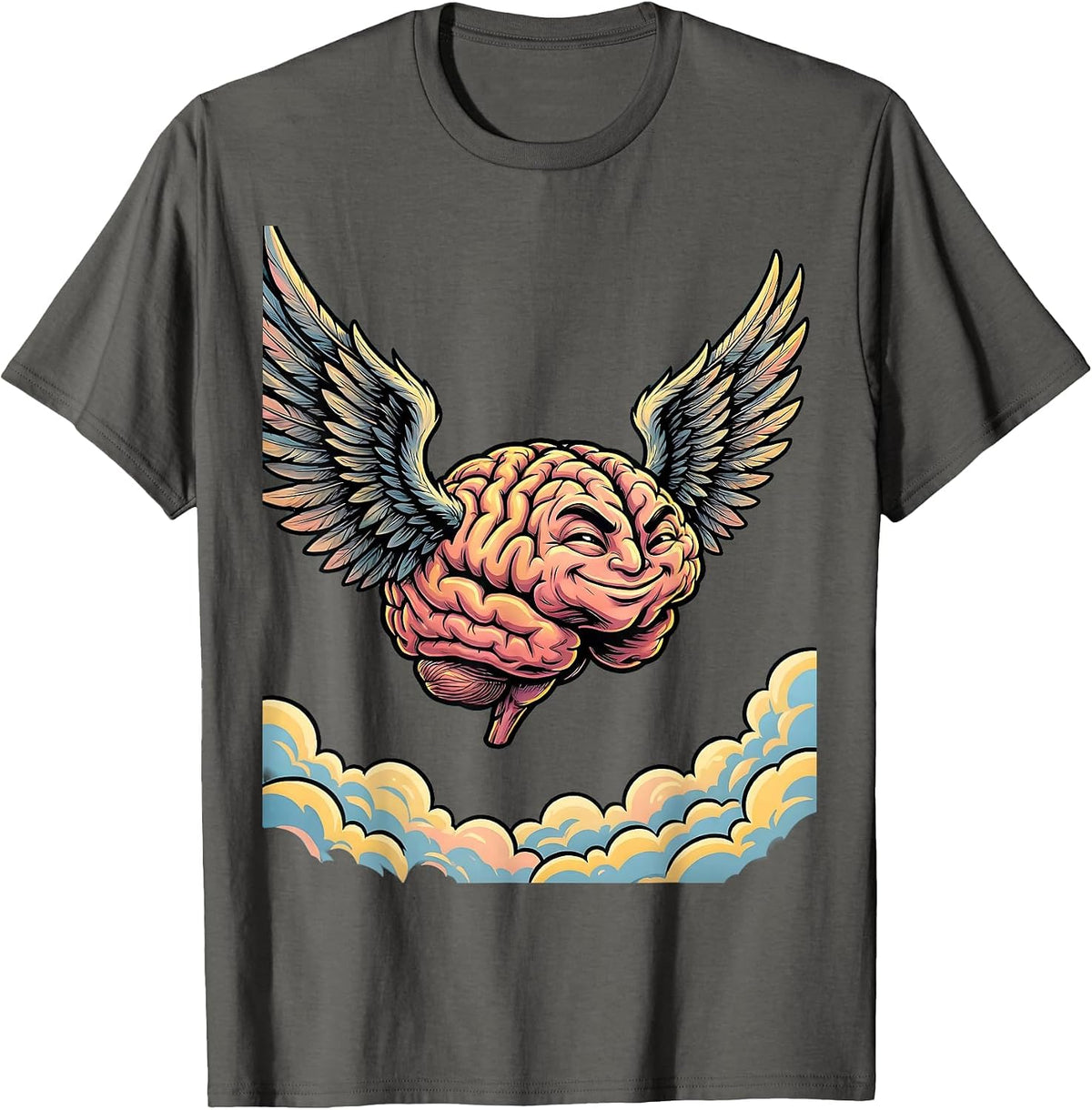 Special Education Teacher Brain With Wings Soaring T-Shirt - Asphalt Grey