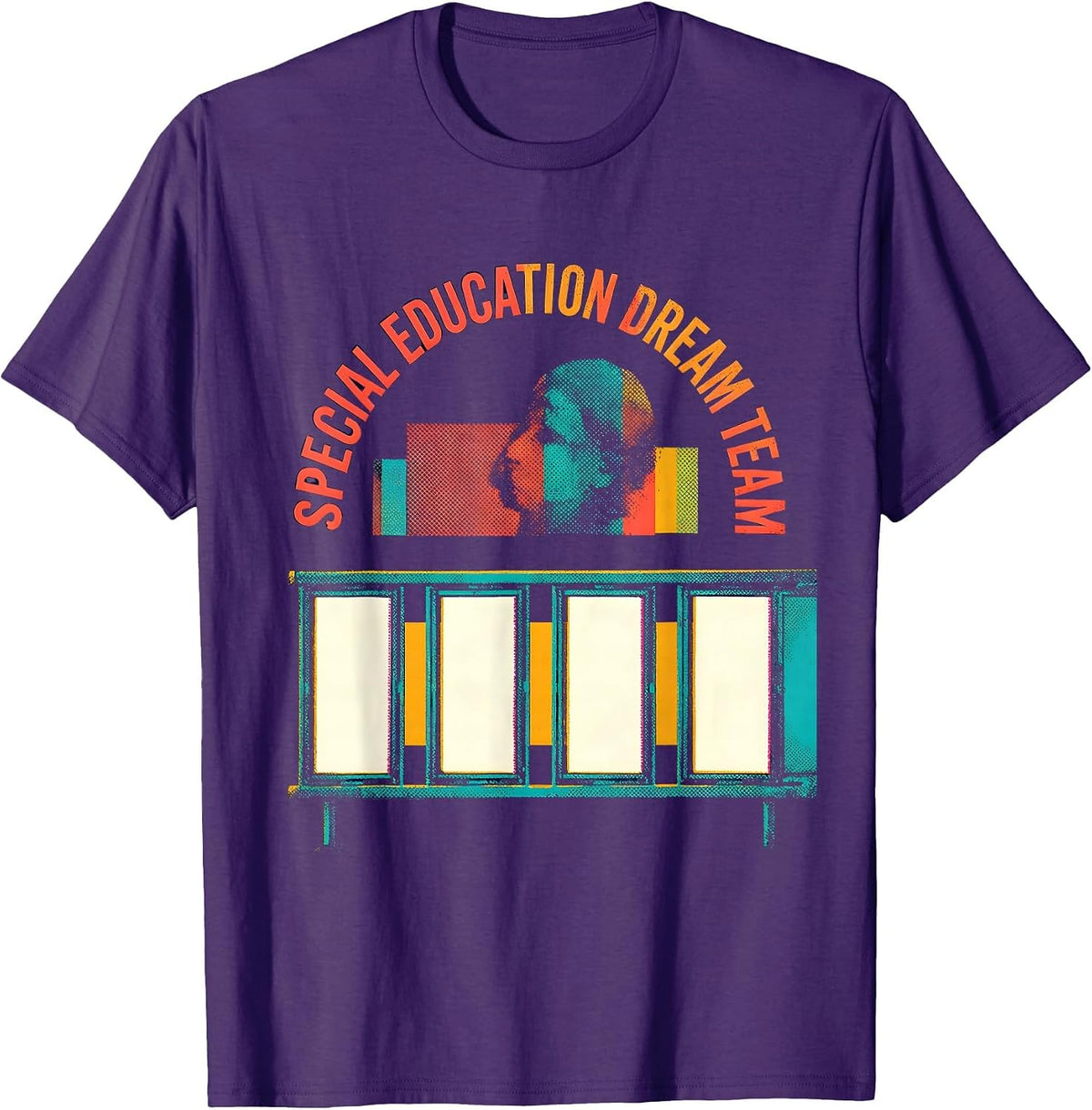 Special Education Dream Team Risograph Teacher Squad Pride T-Shirt - Purple