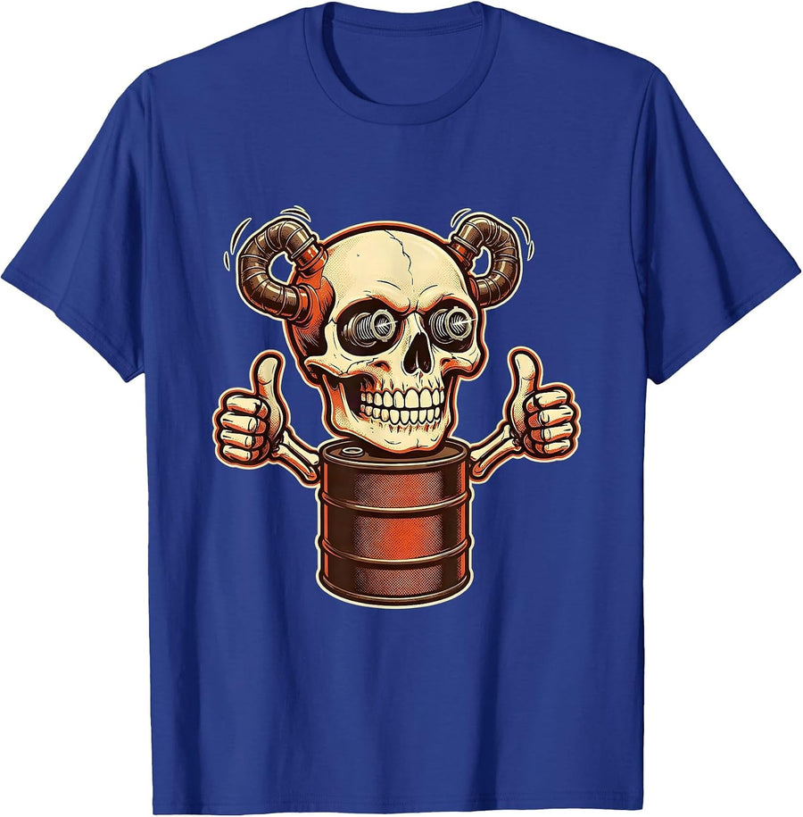 Skull Spark Plug Eyes Exhaust Pipe Mechanic Design T-Shirt - Royal Blue