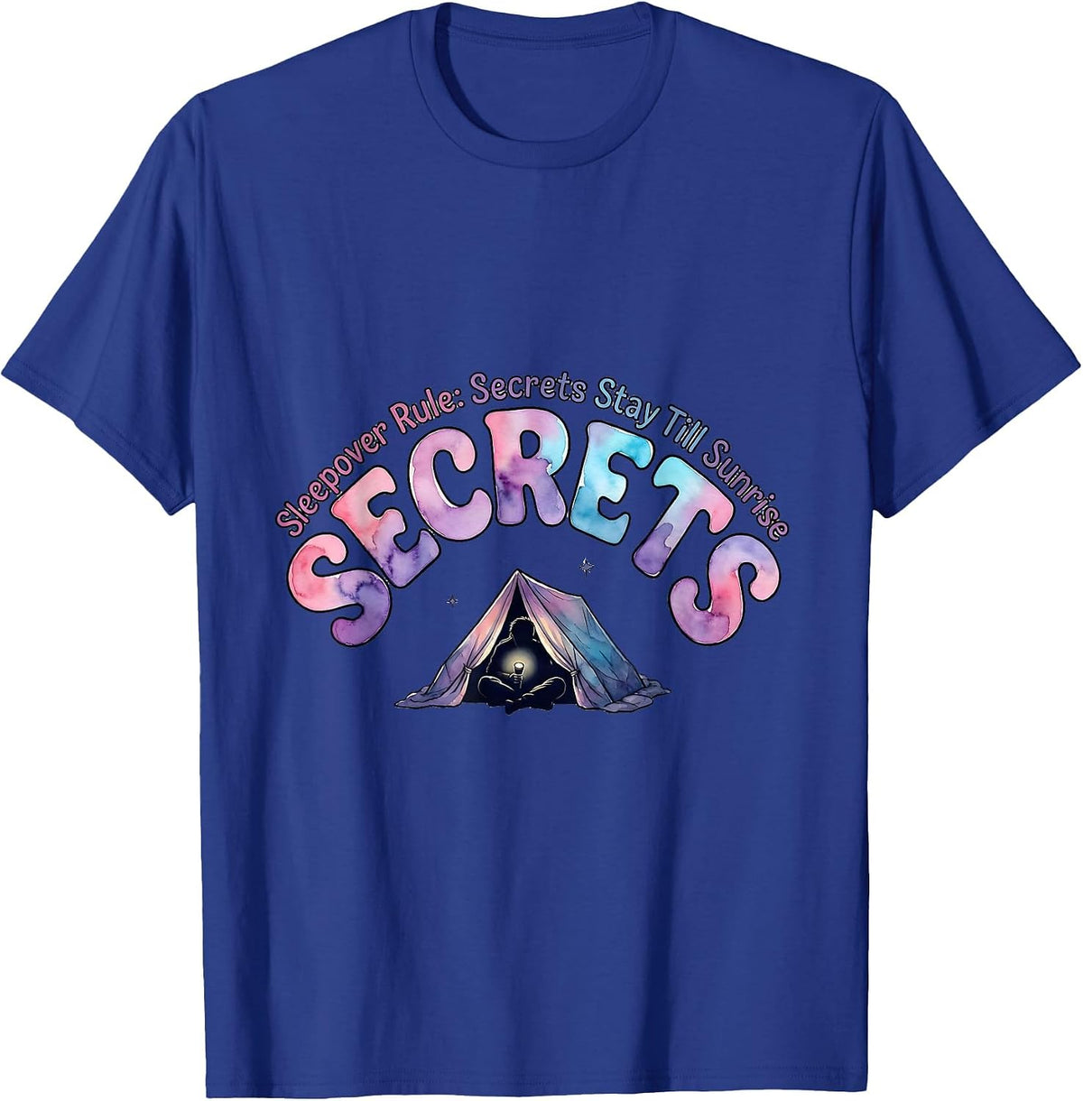 Sleepover Rule: Secrets Stay Till Sunrise Matching Group T-Shirt - Royal Blue