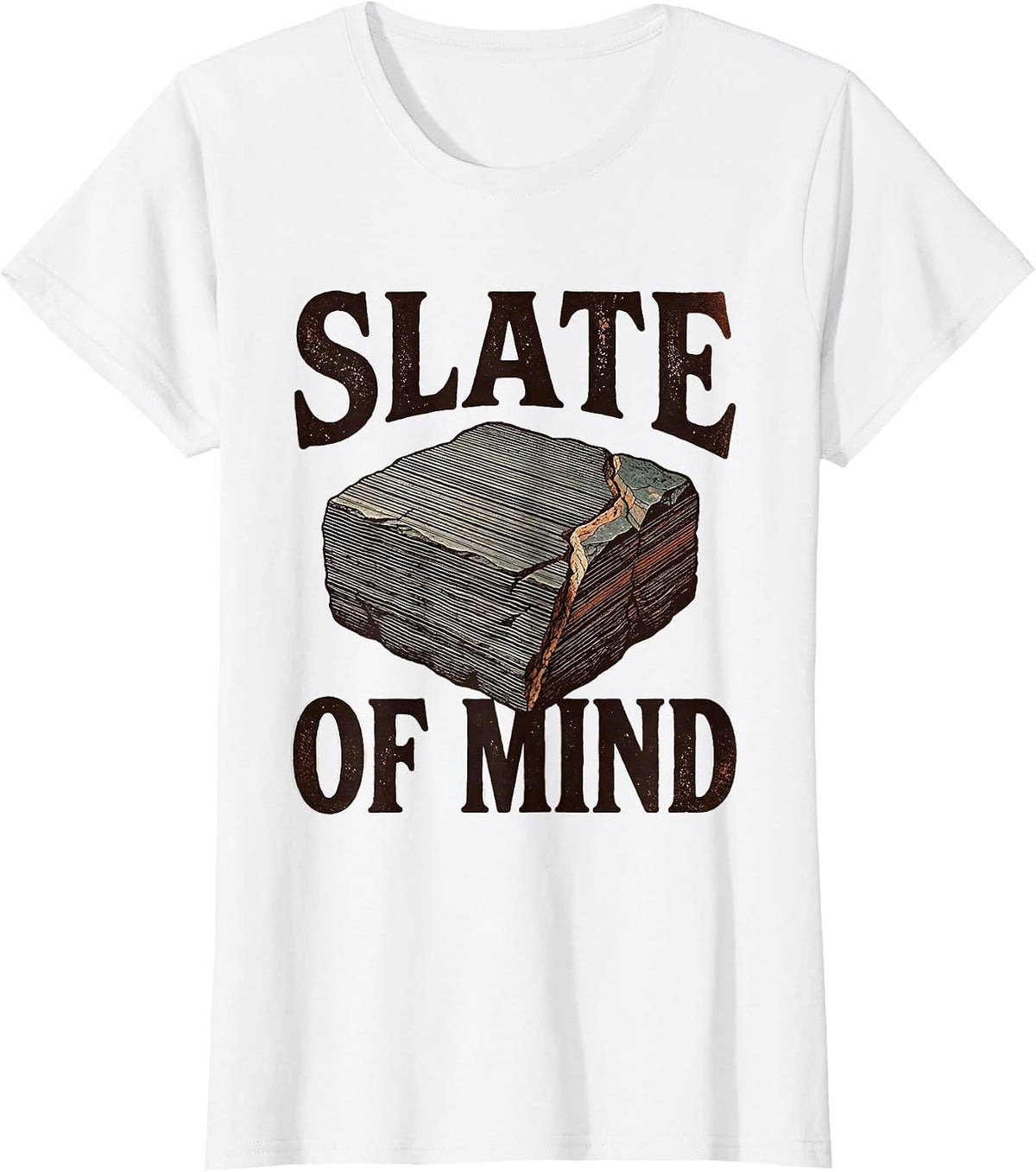 Slate Of Mind Vintage Funny Geologist Rock Collector Humor T-Shirt - White