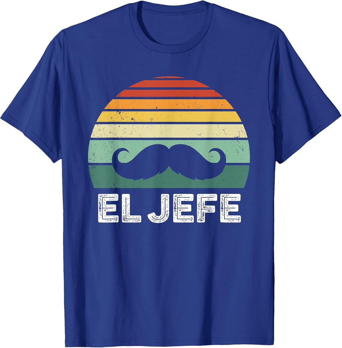 Retro Vintage El Jefe Mustache T-Shirt - Royal Blue