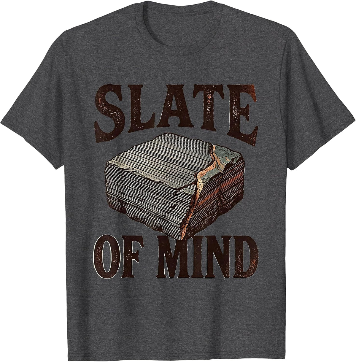 Slate Of Mind Vintage Funny Geologist Rock Collector Humor T-Shirt - Dark Heather Grey