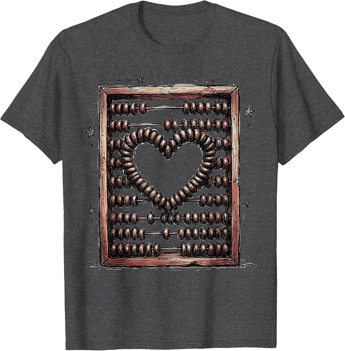 Special Education Teacher Abacus Heart Graphic T-Shirt - Dark Heather Grey
