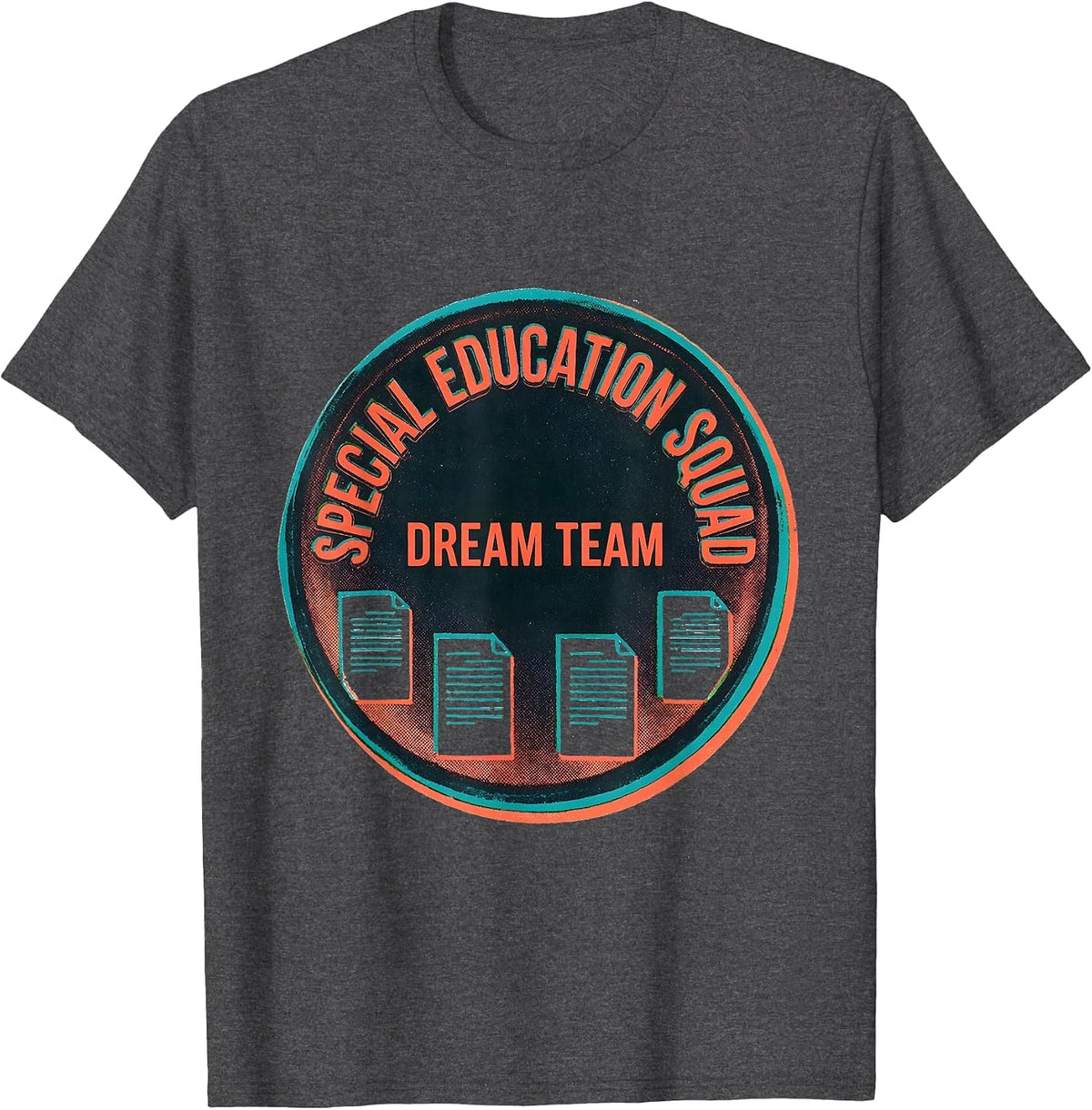 Special Education Squad Dream Team Risograph Teacher T-Shirt - Dark Heather Grey