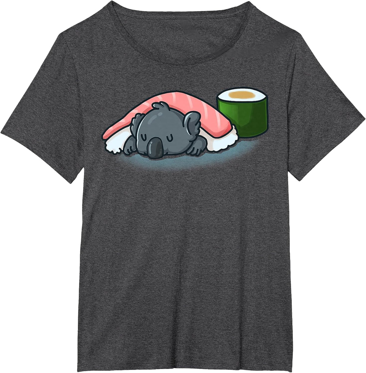 Sleepy Koala Sushi and Wasabi Rolls Koala Bear Sushi Lover T-Shirt - Dark Heather Grey