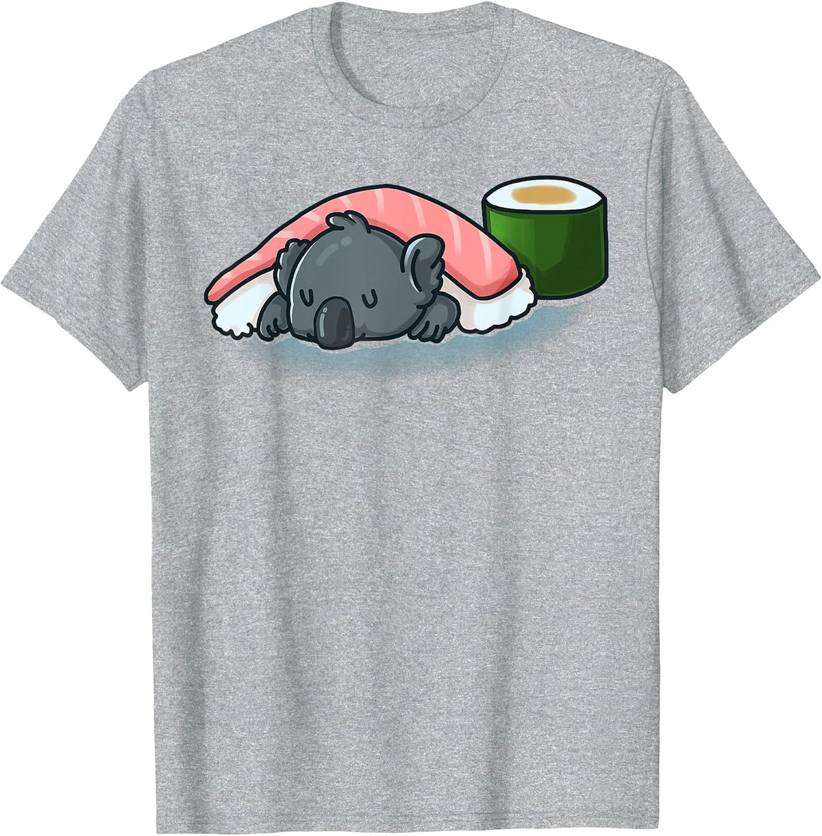 Sleepy Koala Sushi and Wasabi Rolls Koala Bear Sushi Lover T-Shirt - Heather Grey