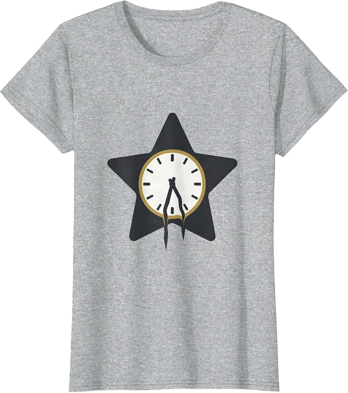 Six-Point Star Drooping Clock Police Officer Humor T-Shirt - Heather Grey