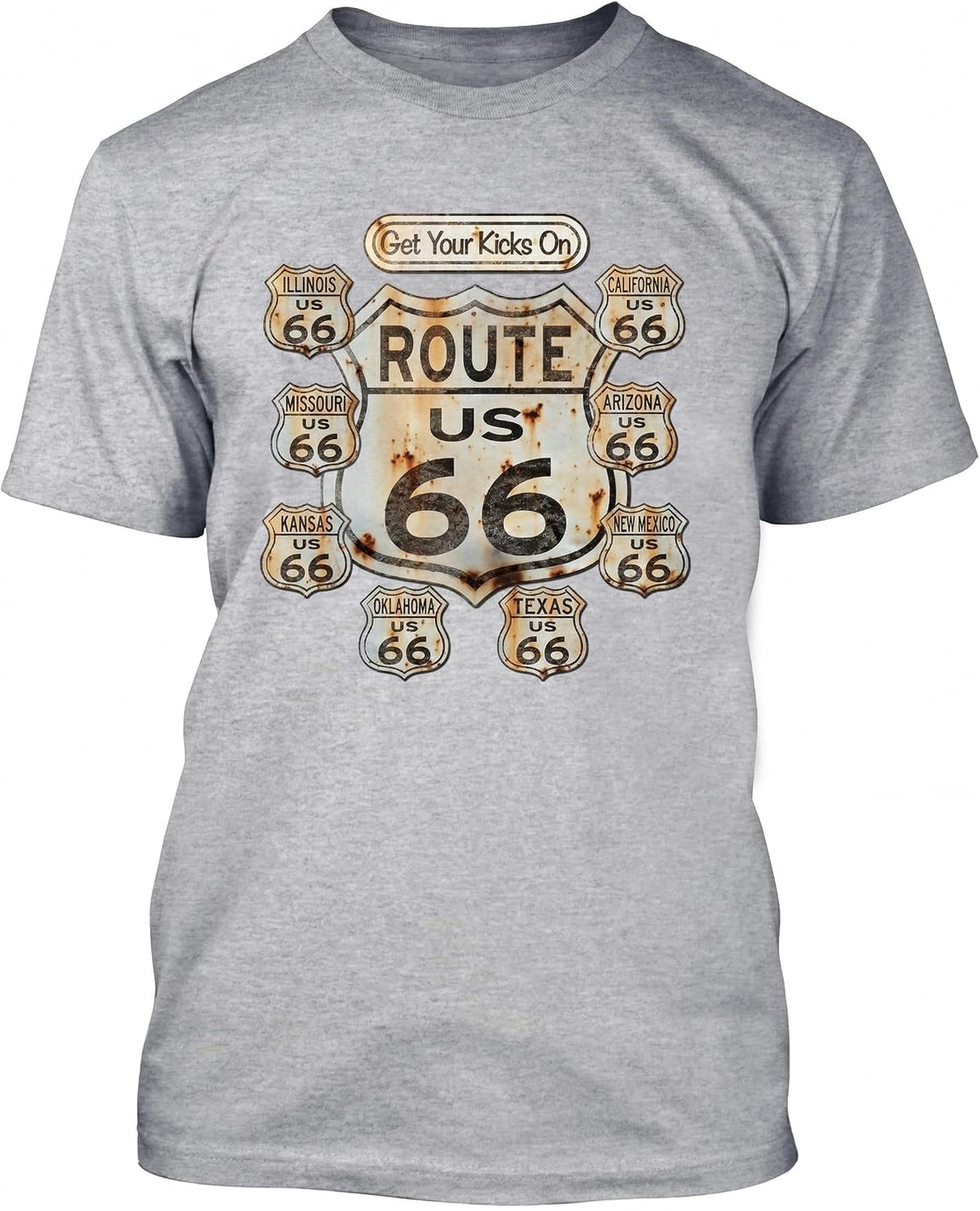 CRAZYDAISYWORLD Unisex Route 66 Get Your Kick On Crewneck T-Shirt - Sport Grey