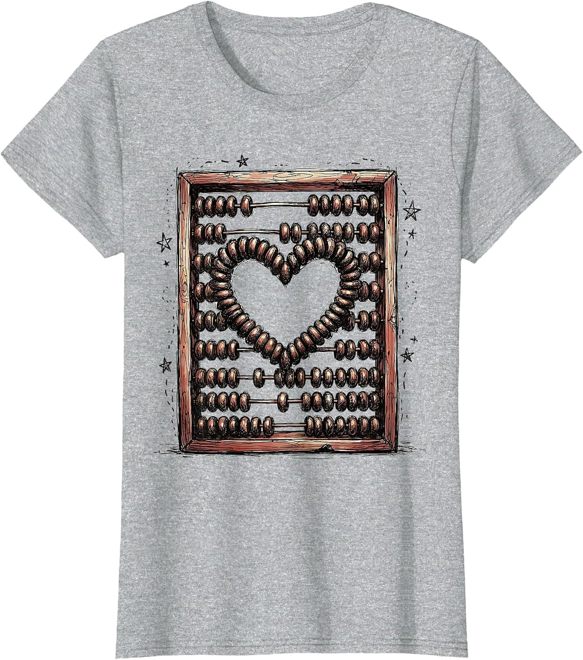 Special Education Teacher Abacus Heart Graphic T-Shirt - Heather Grey