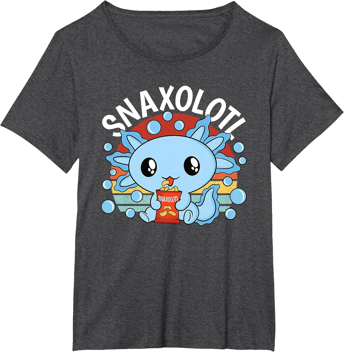 Snaxolotl Funny Snacking Kawaii Axolotl Men Women Kids T-Shirt - Dark Heather Grey
