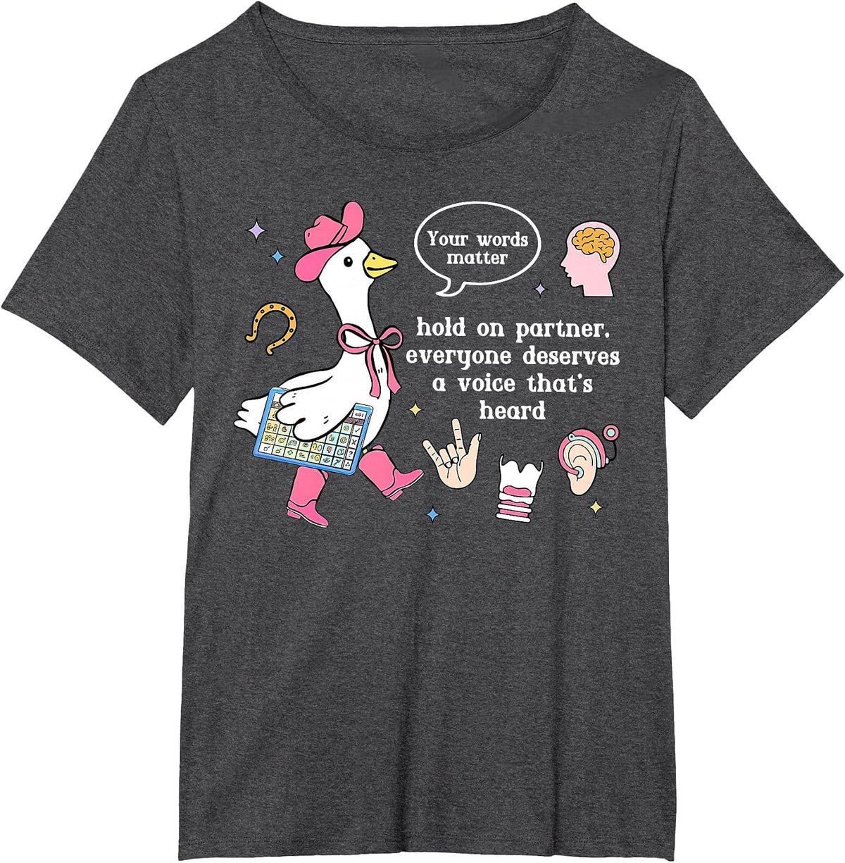 Silly Goose Speech Therapist Retro SLP OT PT Team Therapist T-Shirt - Dark Heather Grey