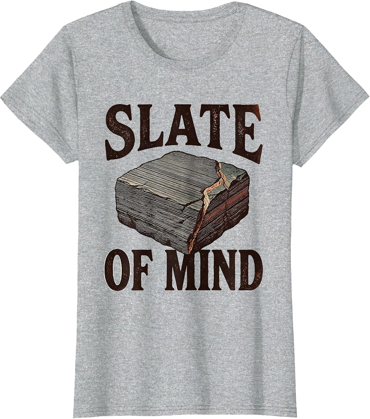 Slate Of Mind Vintage Funny Geologist Rock Collector Humor T-Shirt - Heather Grey