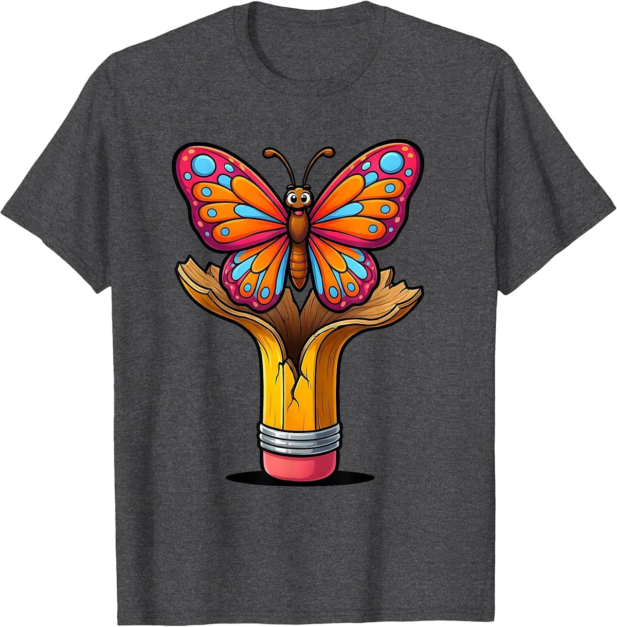 Special Education Teacher Butterfly Pencil Cocoon T-Shirt - Dark Heather Grey