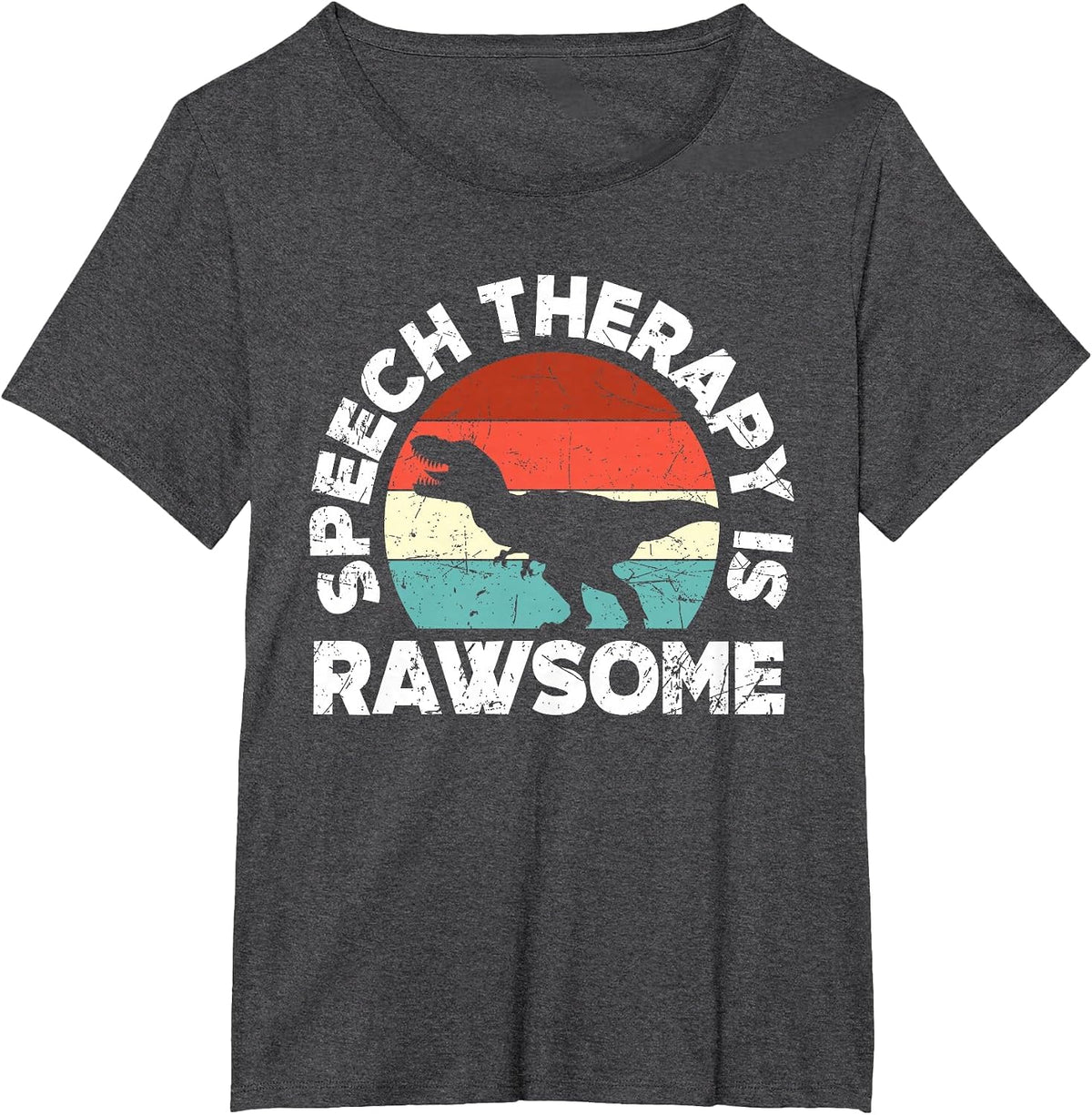 SLP Therapy Dinosaur Rawsome Speech Language Pathologist T-Shirt - Dark Heather Grey