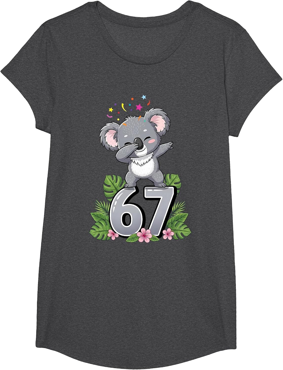 Six Seven Meme Dabbing Baby Koala 67 Funny Gen Z Apha T-Shirt - Girls Dark Heather Grey