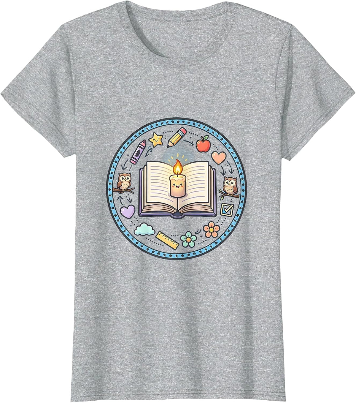 Special Education Teacher Candle Storybook Graphic T-Shirt - Heather Grey