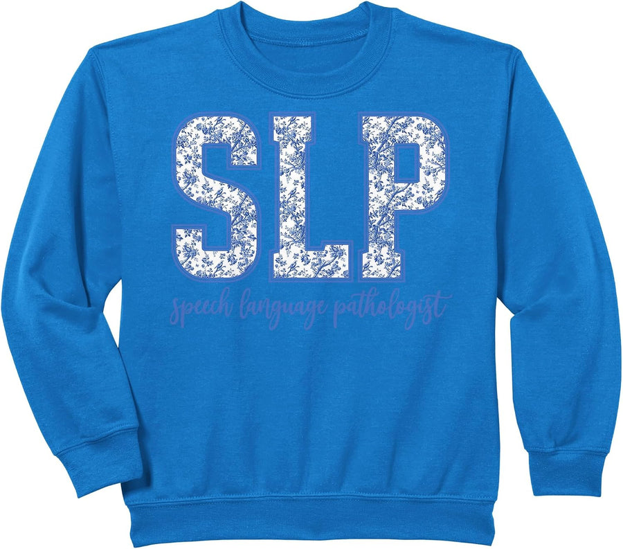 Speech Therapy Retro Flower Language Pathologist SLP Sweatshirt - Royal Blue