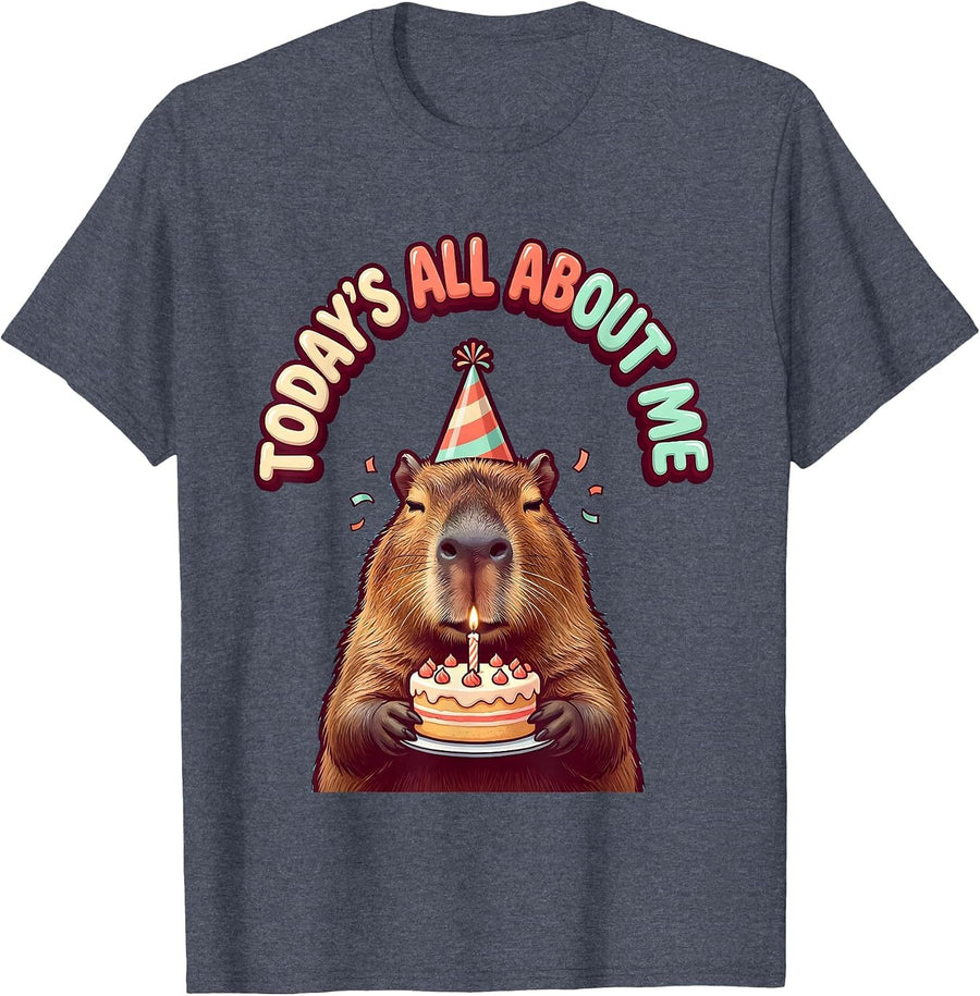 Today's All About Me Cute Capybara Birthday Kawaii Party T-Shirt - Heather Blue