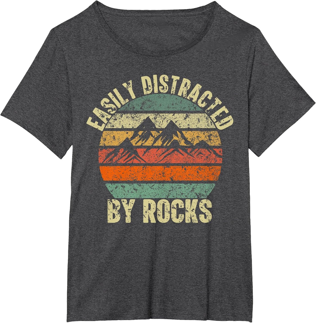 Slightly Distracted by Rocks Collector Lover Geologist Vintage T-Shirt - Dark Heather Grey