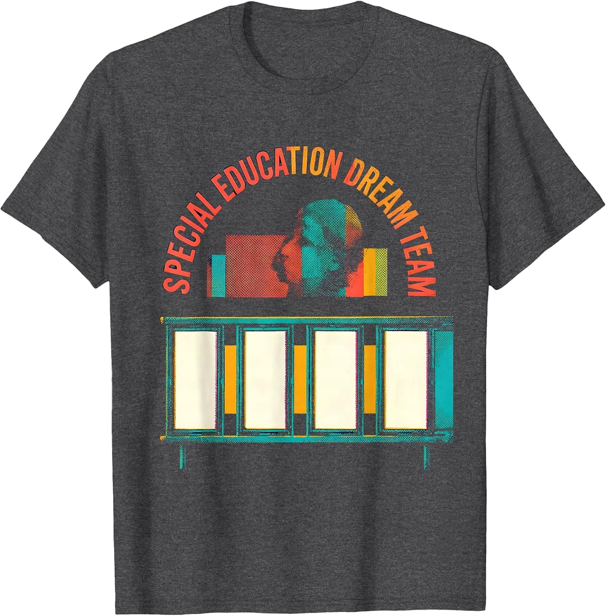 Special Education Dream Team Risograph Teacher Squad Pride T-Shirt - Dark Heather Grey
