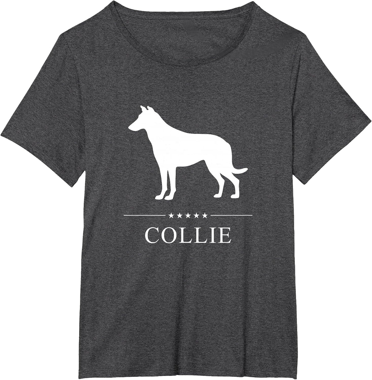 Smooth Collie Dog White Silhouette T-Shirt - Dark Heather Grey