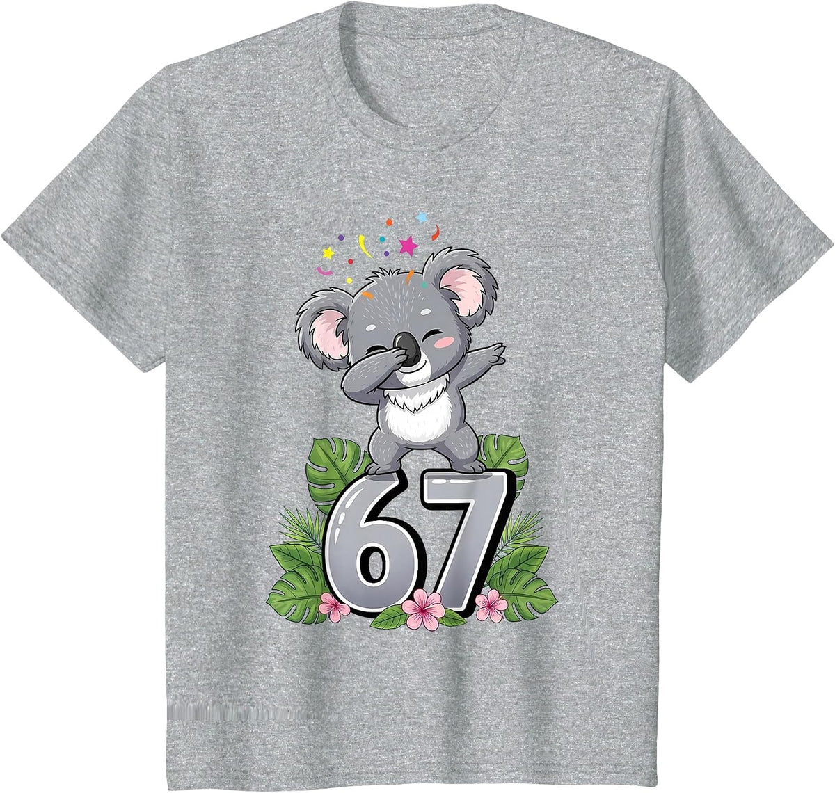 Six Seven Meme Dabbing Baby Koala 67 Funny Gen Z Apha T-Shirt - Heather Grey
