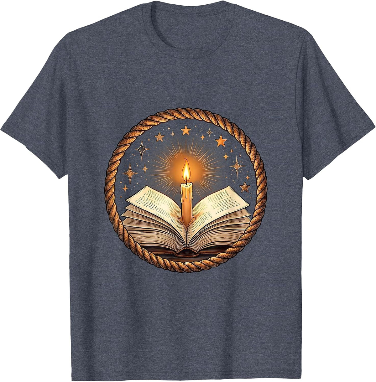 Special Education Teacher Candle and Book Art T-Shirt - Heather Blue
